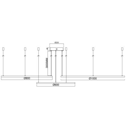 Ondaluce - hämardatav LED-rippvalgusti kaabliga SOEL LED/28W/230V + LED/38W + LED/47W 3000/4000K läbimõõt 100/80/60 cm valge