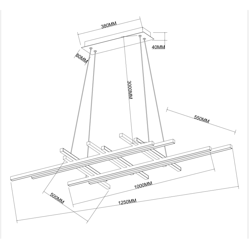 Ondaluce - LED-hämardatav rippvalgusti kaabliga MOVIDA LED/114W/230V kuldne