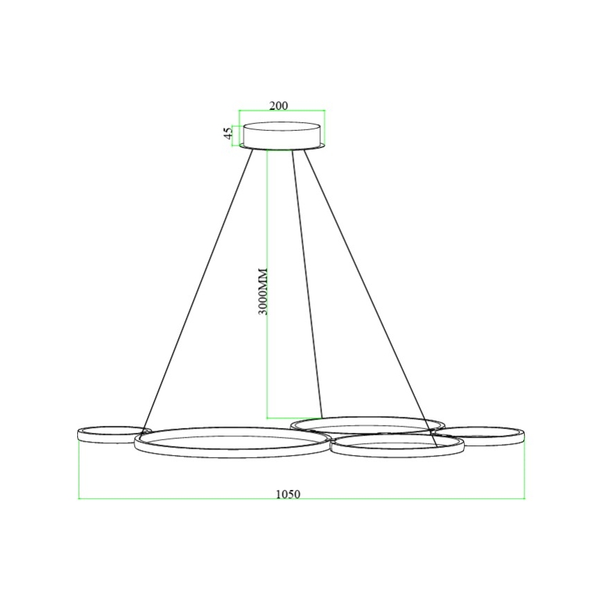 Ondaluce - LED-hämardatav rippvalgusti kaablil POIS LED/60W/230V, hõbedane