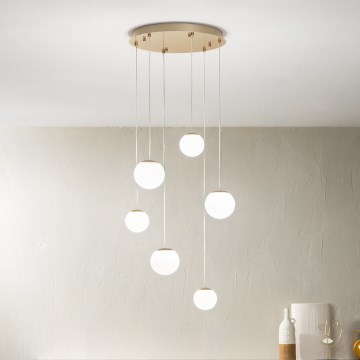 Ondaluce - LED-riipvalgusti kaablil SANTOS LED/48W/230V, läbimõõt 45 cm, kuldne/valge