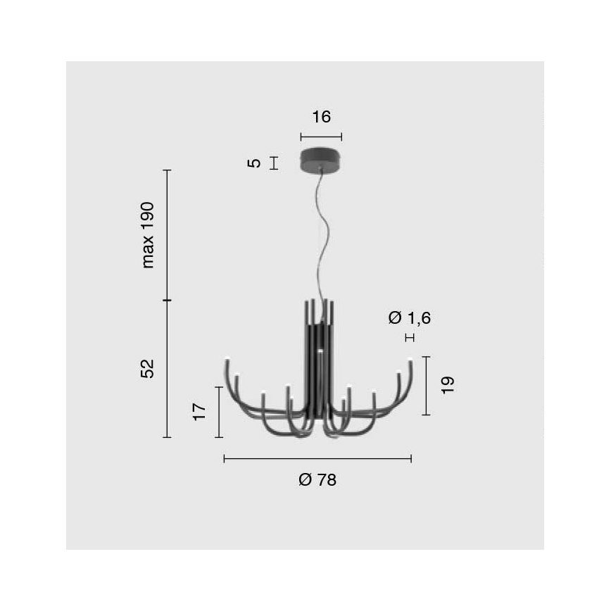 Ondaluce - NOUVEAU LED hämardatav kaabliga riputatav lühter LED/35W/230V, läbimõõt 78 cm, must