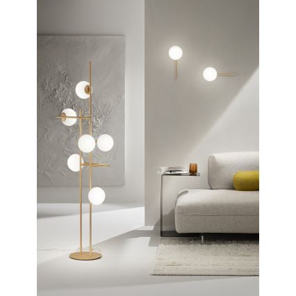 Ondaluce - Põrandalamp JEWEL 6xE14/10W/230V 166 cm kuldne/valge