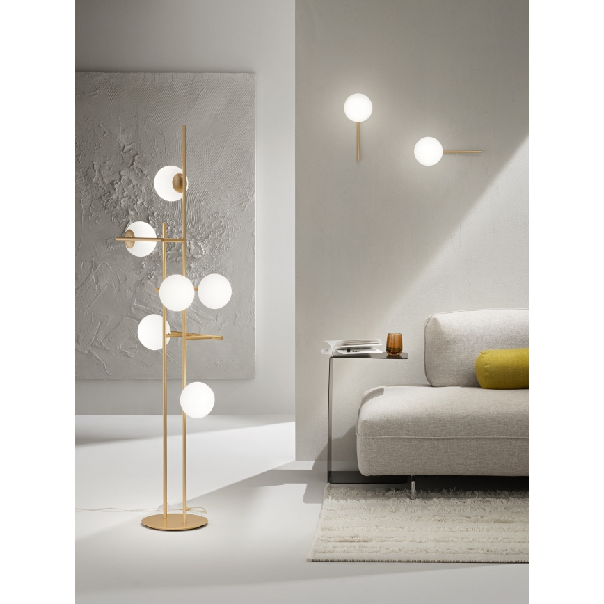 Ondaluce - Põrandalamp JEWEL 6xE14/10W/230V 166 cm kuldne/valge