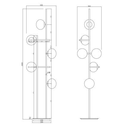 Ondaluce - Põrandalamp JEWEL 6xE14/10W/230V 166 cm kuldne/valge