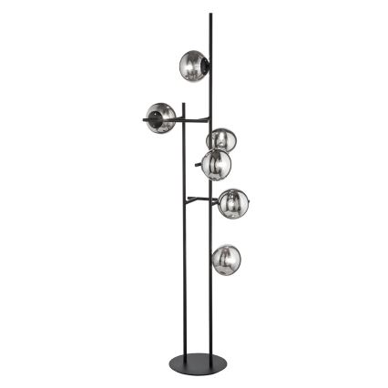 Ondaluce - põrandalamp JEWEL 6xE14/10W/230V 166 cm must/suitsune must