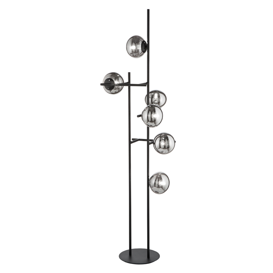 Ondaluce - põrandalamp JEWEL 6xE14/10W/230V 166 cm must/suitsune must