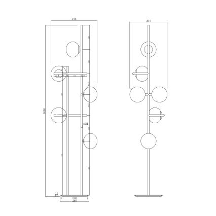 Ondaluce - Põrandalamp JEWEL 6xE14/10W/230V must/suitsune must