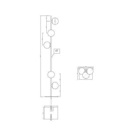 Ondaluce - Põrandalamp MONILE 5xE14/10W/230V 170 cm kuldne/valge