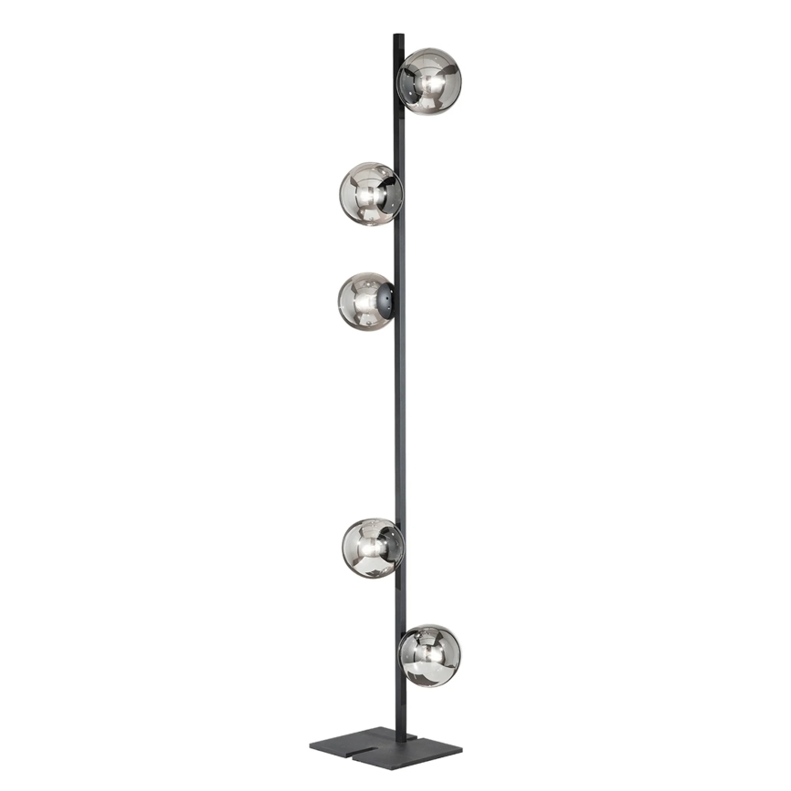 Ondaluce - Põrandalamp MONILE 5xE14/10W/230V 170 cm must/suitsune must