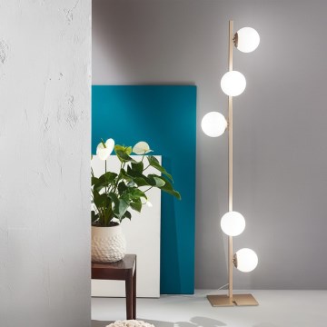 Ondaluce - põrandalamp MONILE 5xE14/10W/230V kuldne/valge