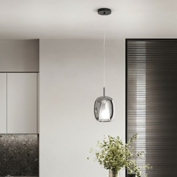 Ondaluce - Ripatslamp kaabliga THELMA 1xE27/15W/230V Ø 19,5 cm must/suitsuhall