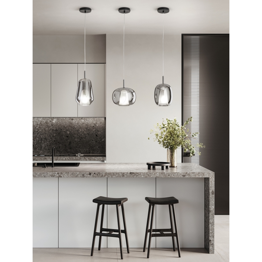 Ondaluce - Ripatslamp kaabliga THELMA 1xE27/15W/230V Ø 19,5 cm must/suitsuhall