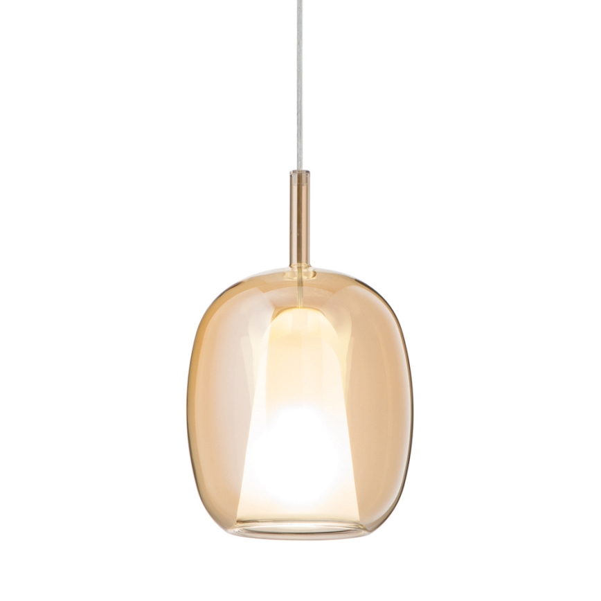 Ondaluce - Ripatslühter kaabliga THELMA 1xE27/15W/230V Ø 19,5 cm kuldne/suitsune beež