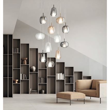 Ondaluce - Ripatsvalgusti juhtmega THELMA 1xE27/15W/230V suitsuhall