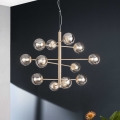 Ondaluce - Ripplühter kaabliga ELISEO 12×E14/10W/230V, läbimõõt 97 cm, kuldne/suitsune beež