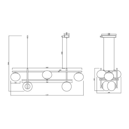 Ondaluce - Ripplühter kaablil JEWEL 6xE14/10W/230V suitsune must