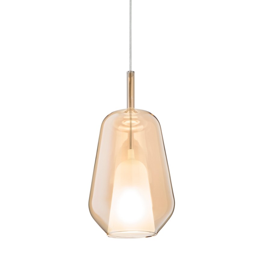 Ondaluce - Ripplühter kaablil THELMA 1xE27/15W/230V läbimõõt 19 cm kuldne/suitsune beež