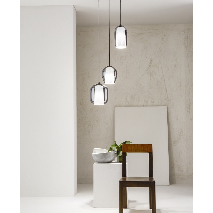 Ondaluce - Rippvalgusti juhtmega BONNIE 1xE27/15W/230V läbimõõt 15 cm suitsune must