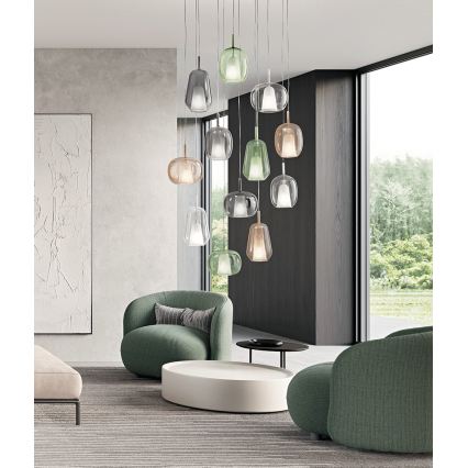 Ondaluce - Rippvalgusti juhtmega THELMA 1xE27/15W/230V läbimõõt 19 cm must/suitsuhall
