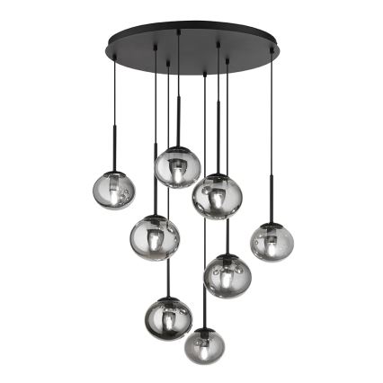 Ondaluce - Rippvalgusti kaabliga JEWEL 8xE14/10W/230V, läbimõõt 70 cm, must/suitsumust
