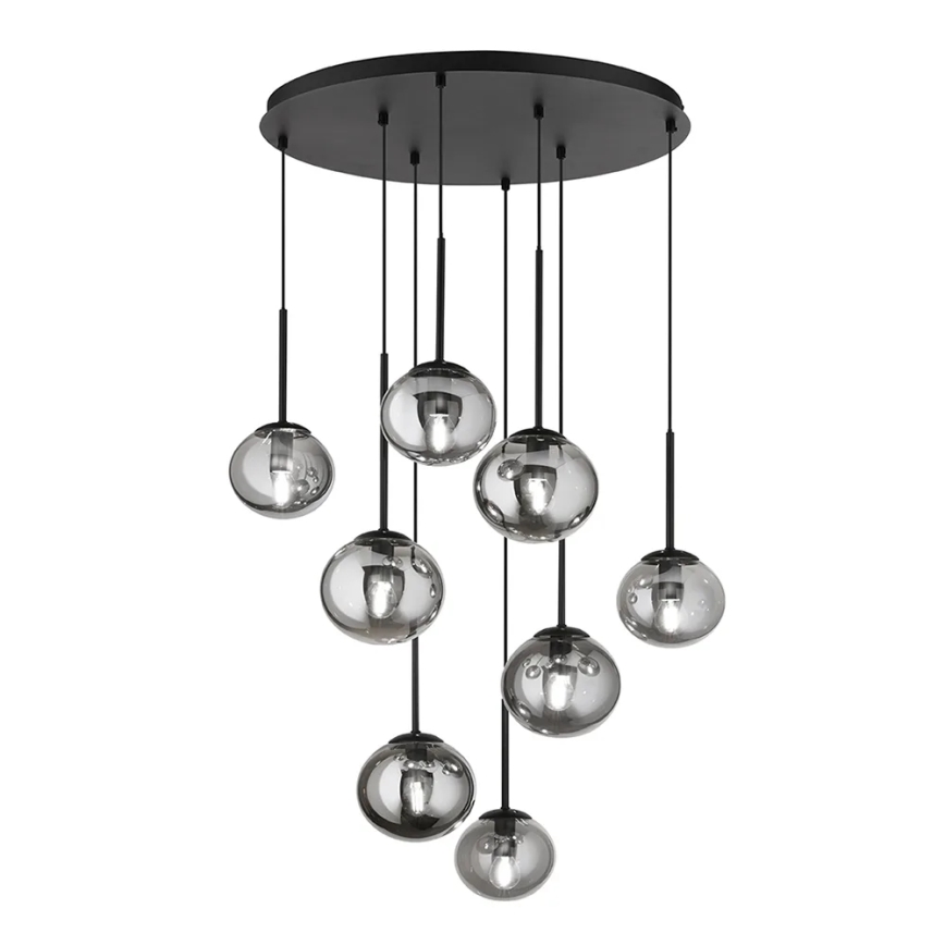 Ondaluce - Rippvalgusti kaabliga JEWEL 8xE14/10W/230V, läbimõõt 70 cm, must/suitsumust