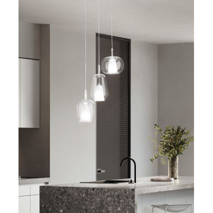 Ondaluce - Rippvalgusti kaabliga THELMA 1xE27/15W/230V Ø 25 cm kuldne/selge