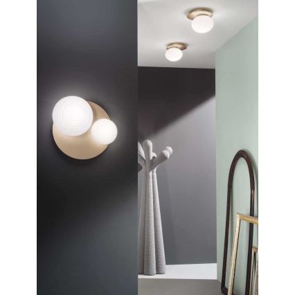 Ondaluce - Seinavalgusti TONDO 1xE14/10W/230V + 1xE27/15W kuldne/valge