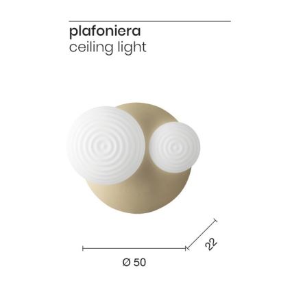 Ondaluce - Seinavalgusti TONDO 1xE14/10W/230V + 1xE27/15W kuldne/valge