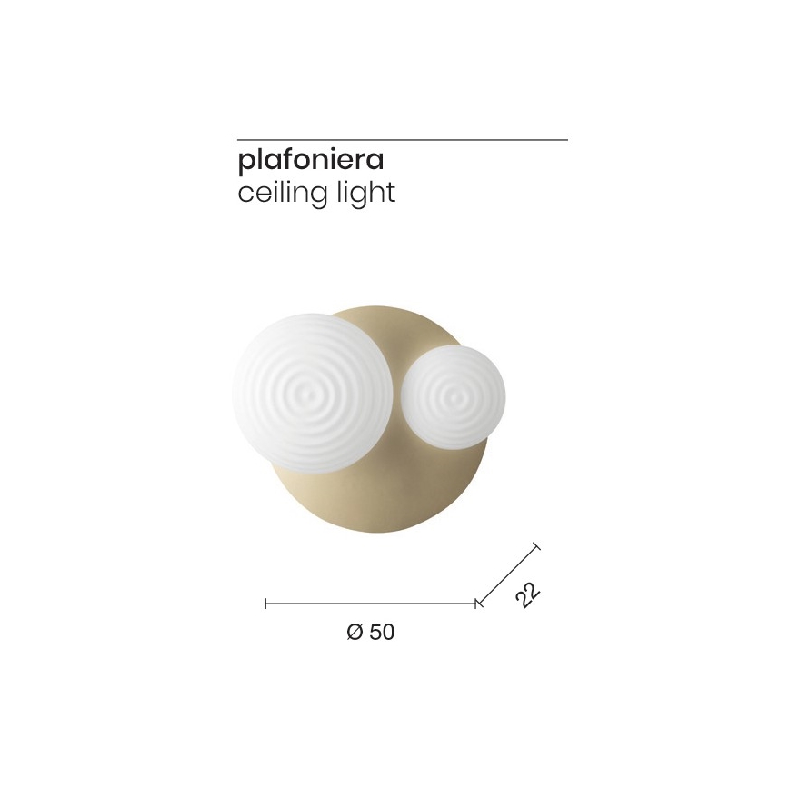 Ondaluce - Seinavalgusti TONDO 1xE14/10W/230V + 1xE27/15W kuldne/valge