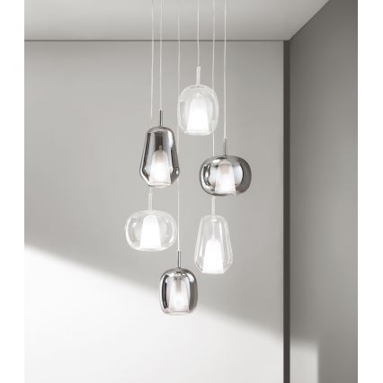 Ondaluce - THELMA kaabliga rippvalgusti 1xE27/15W/230V ø 19 cm kuldne/läbipaistev