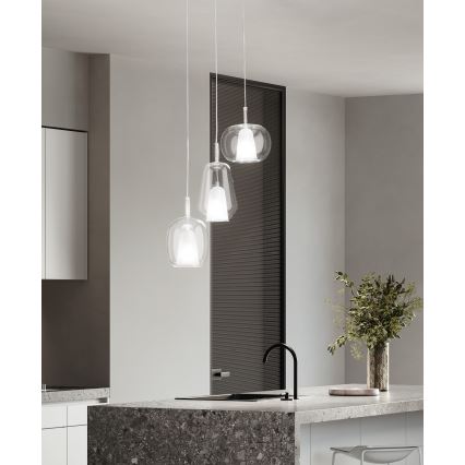 Ondaluce - THELMA kaabliga rippvalgusti 1xE27/15W/230V ø 19 cm kuldne/läbipaistev