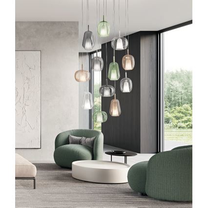 Ondaluce - THELMA ripplühter kaablil 1xE27/15W/230V, Ø 25 cm, kuldne/suitsune beež