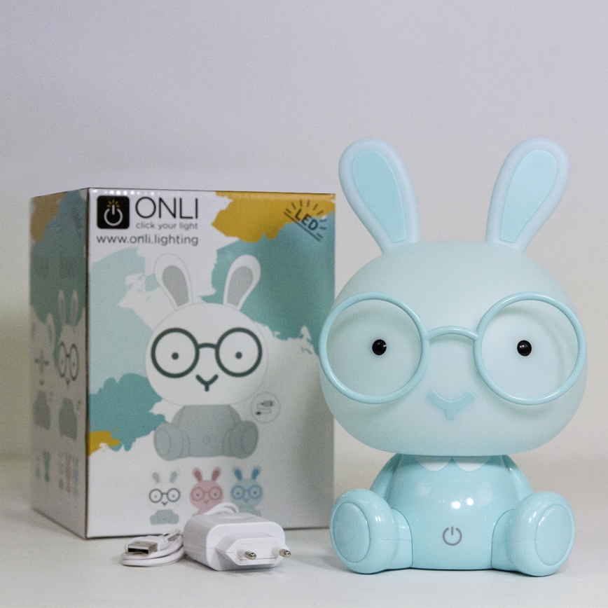 ONLI - hämardatav LED laste öölamp PUPPIES LED/3W/230V 22 cm jänku/sinine