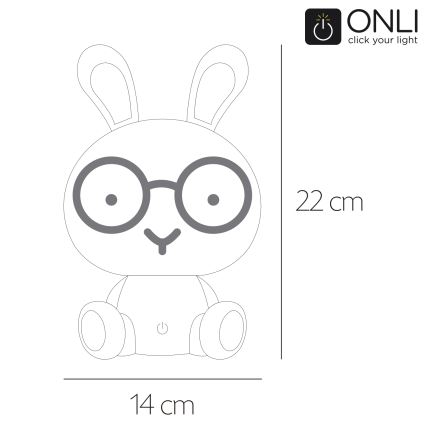 ONLI - hämardatav LED laste öölamp PUPPIES LED/3W/230V 22 cm jänku/sinine