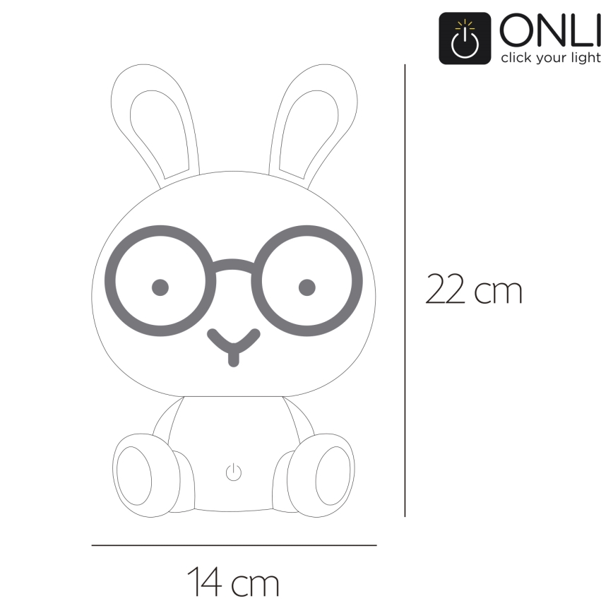 ONLI - hämardatav LED laste öölamp PUPPIES LED/3W/230V 22 cm jänku/sinine
