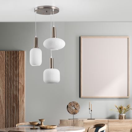 ONLI - Kaabliga rippvalgusti DOROTY 3xE27/15W/230V valge/läikiv kroom