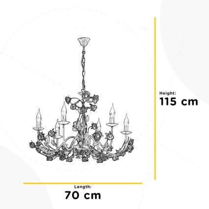 ONLI - ketiga ripplühter CAROLINA 6xE14/6W/230V pronksvärvi