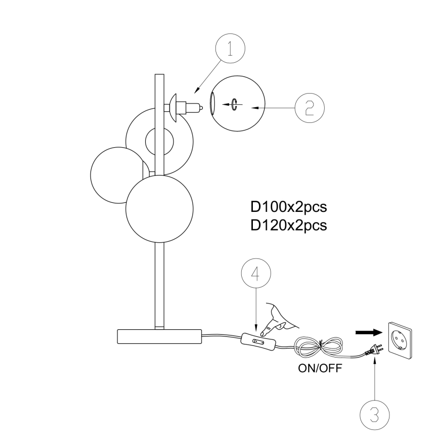 ONLI - Laualamp PALOMA 4xG9/10W/230V 48 cm kuldne