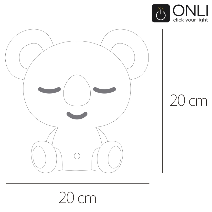 ONLI - PUPPIES hämardatav LED laste öölamp LED/3W/230V 20 cm koala/roheline