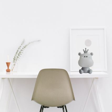 ONLI - LED hämardatav laste öölamp PUPPIES LED/3W/230V 25 cm jõehobu/hall