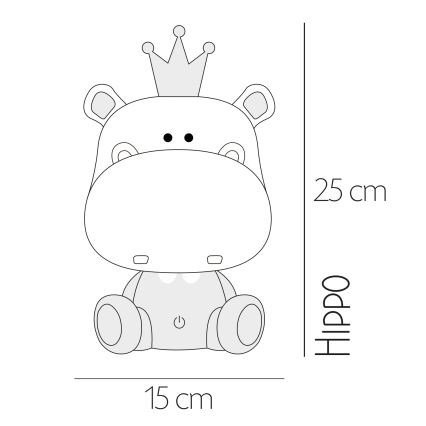 ONLI - LED hämardatav laste öölamp PUPPIES LED/3W/230V 25 cm jõehobu/hall