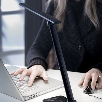 ONLI - LED Hämardatav laualamp USB pordiga DESKI LED/7W/230V 4000K must