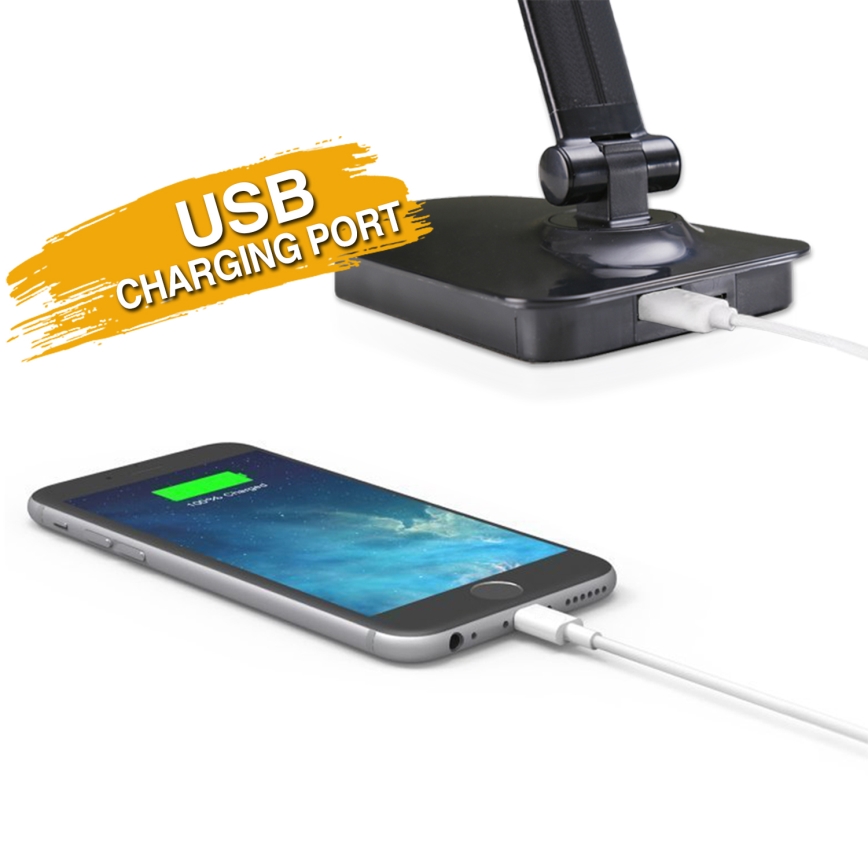 ONLI - LED Hämardatav laualamp USB pordiga DESKI LED/7W/230V 4000K must