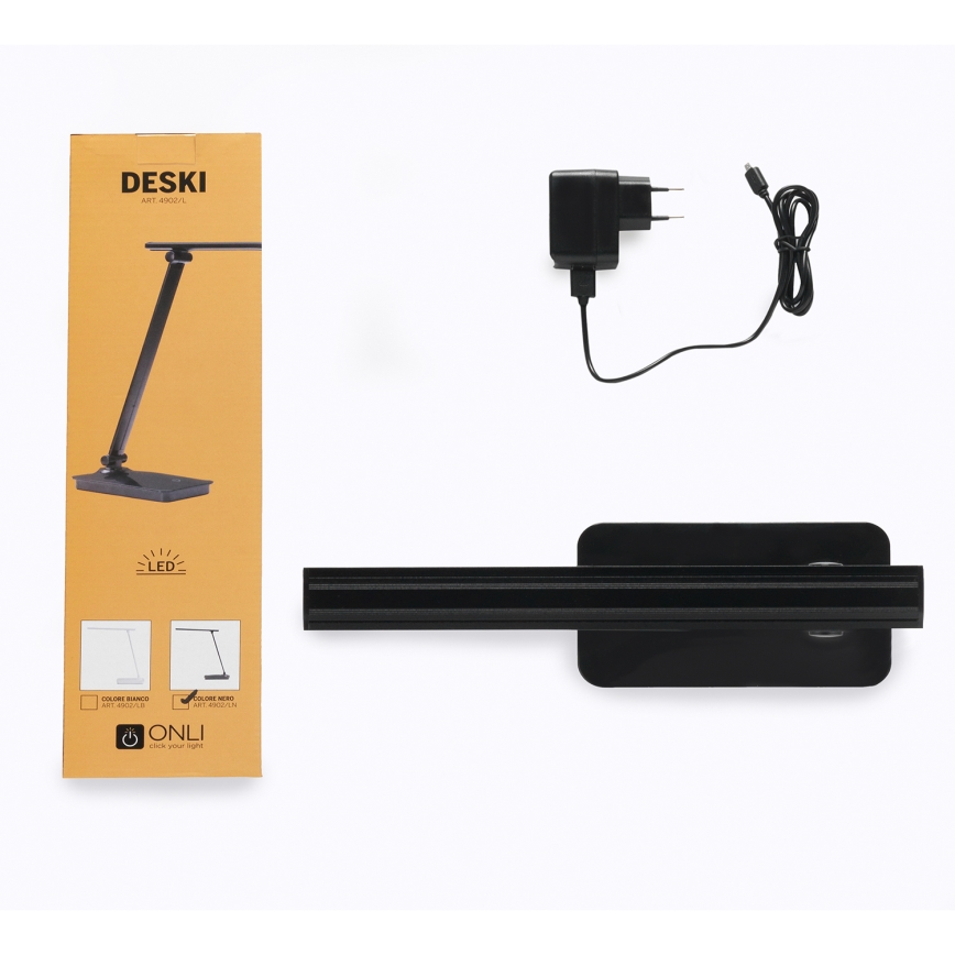 ONLI - LED Hämardatav laualamp USB pordiga DESKI LED/7W/230V 4000K must