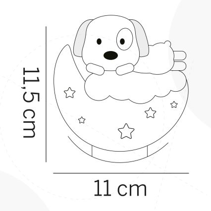 ONLI - LED laetav laste öölamp NUVOLINA LED/2,5W/5V 300 mAh koer/roosa