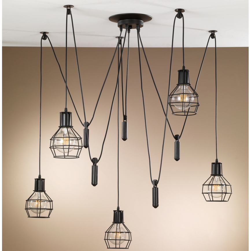 ONLI - Lühter ÄMBLIK 5xE27/15W/230V ämblik must