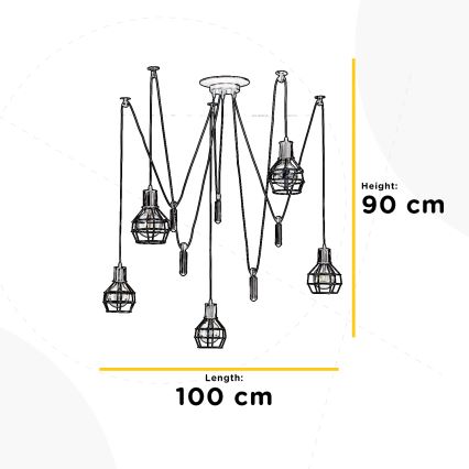 ONLI - Lühter ÄMBLIK 5xE27/15W/230V ämblik must