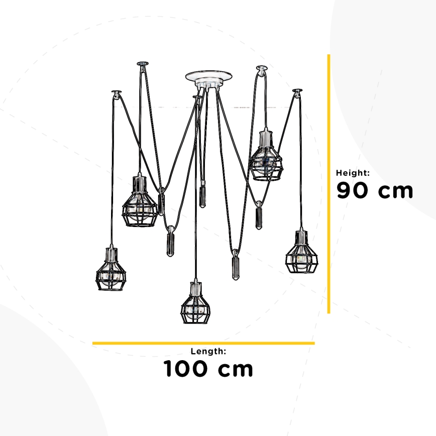 ONLI - Lühter ÄMBLIK 5xE27/15W/230V ämblik must