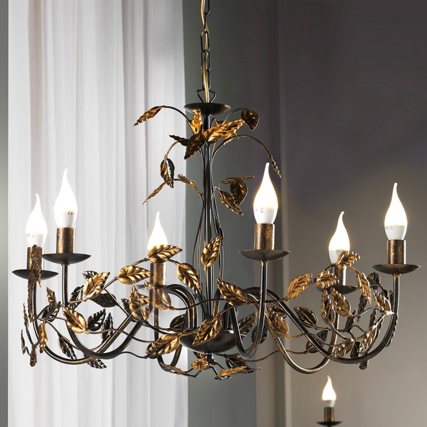 ONLI - Lühter COLLANA 6xE14/6W/230V pronks/kuldne