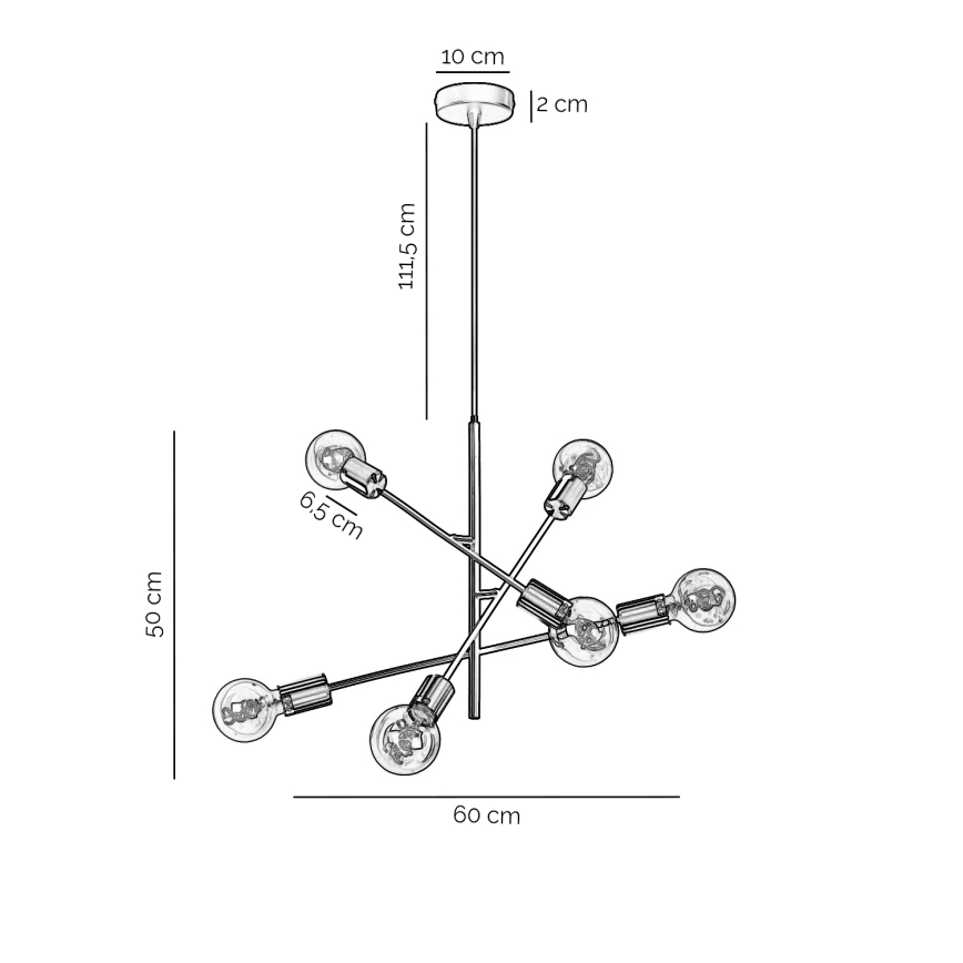 ONLI - Lühter CROSS 6xE27/22W/230V must/messing